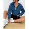 imageTrendy Queen Half Zip Pullover Cropped Hoodies for Women Y2k Cute Sweatshirts Jackets Fall Fashion 2025 Outfits ClothingDark Blue