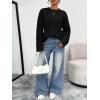 imageTrendy Queen Oversized Cable Knit Sweaters for Women Trendy 2025 Fall Fashion Outfits Pullover Crewneck Sweaters TopsBlack