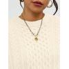 imageTrendy Queen Oversized Cable Knit Sweaters for Women Trendy 2025 Fall Fashion Outfits Pullover Crewneck Sweaters TopsCream
