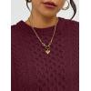 imageTrendy Queen Oversized Cable Knit Sweaters for Women Trendy 2025 Fall Fashion Outfits Pullover Crewneck Sweaters TopsWine Red