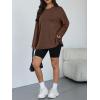 imageTrendy Queen Oversized Side Slit Tshirts for Women Long Sleeve Workout Tops Fall Fashion Gym Casual Tees Basic Y2K ClothesBrown