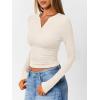 imageTrendy Queen Womens Long Sleeve Shirts V Neck Ribbed Knit Fall Tops Henley Teen Girls Basic Tee 2025Apricot
