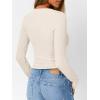 imageTrendy Queen Womens Long Sleeve Shirts V Neck Ribbed Knit Fall Tops Henley Teen Girls Basic Tee 2025Apricot