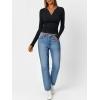 imageTrendy Queen Womens Long Sleeve Shirts V Neck Ribbed Knit Fall Tops Henley Teen Girls Basic Tee 2025Black