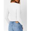 imageTrendy Queen Womens Long Sleeve Shirts V Neck Ribbed Knit Fall Tops Henley Teen Girls Basic Tee 2025White