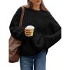 imageTrendy Queen Oversized Cable Knit Sweaters for Women Trendy 2025 Fall Fashion Outfits Pullover Crewneck Sweaters TopsBlack