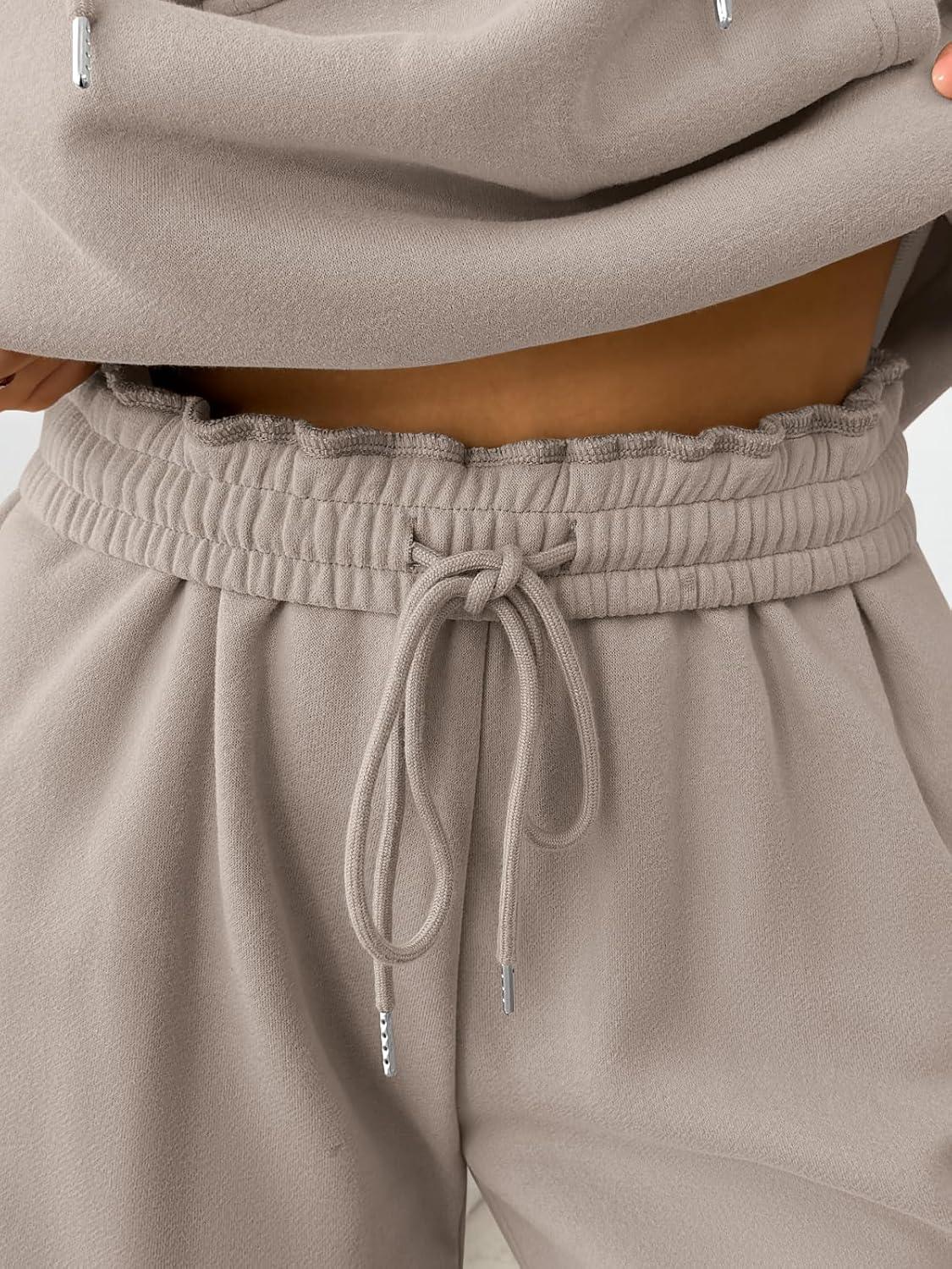 imageTrendy Queen Womens 2 Piece Outfits Lounge Fall Fashion Sets Oversized Sweatshirts Wide Leg Pants Sweatsuits Winter ClothesCoffeegery