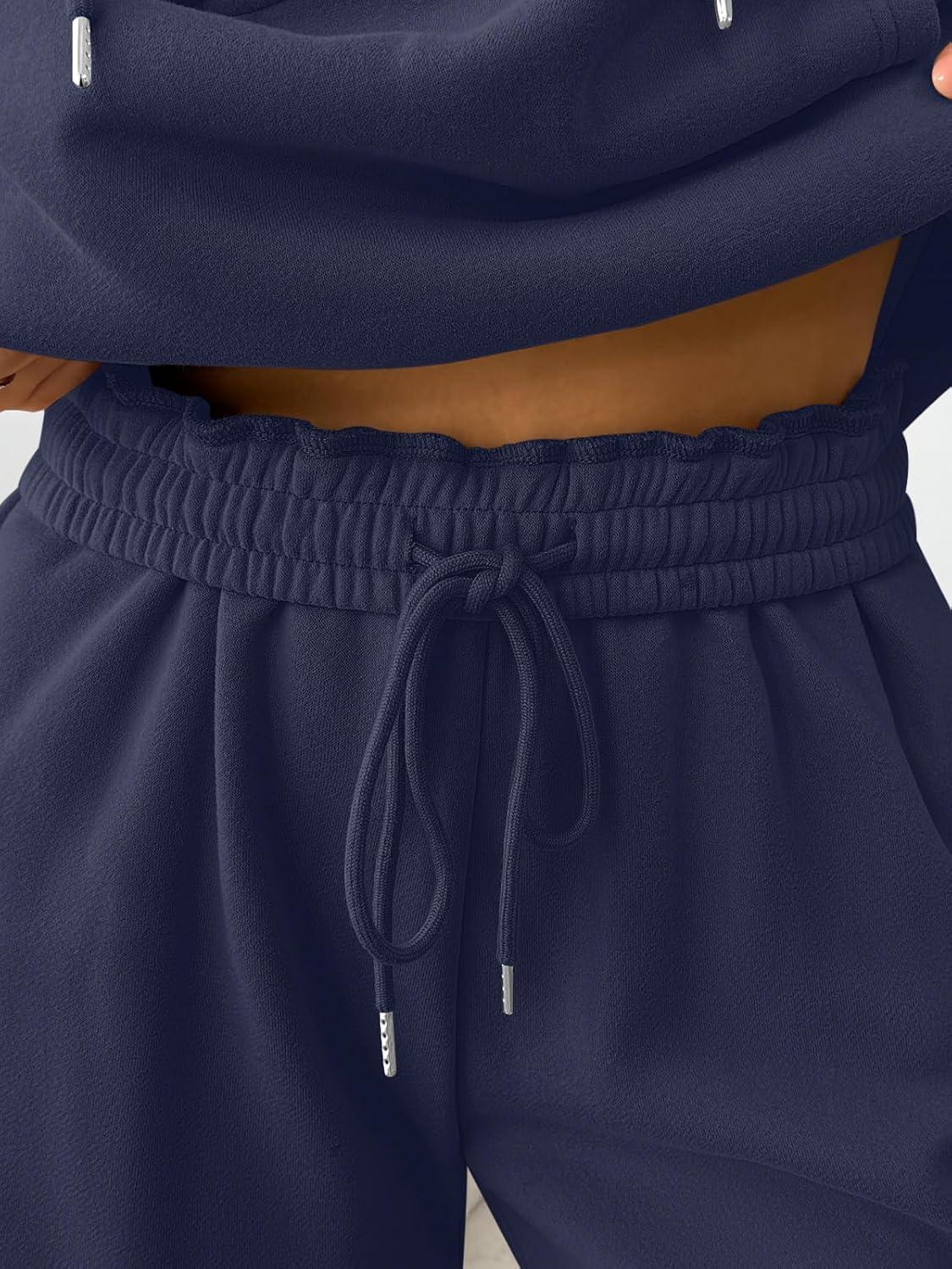 imageTrendy Queen Womens 2 Piece Outfits Lounge Fall Fashion Sets Oversized Sweatshirts Wide Leg Pants Sweatsuits Winter ClothesNavy