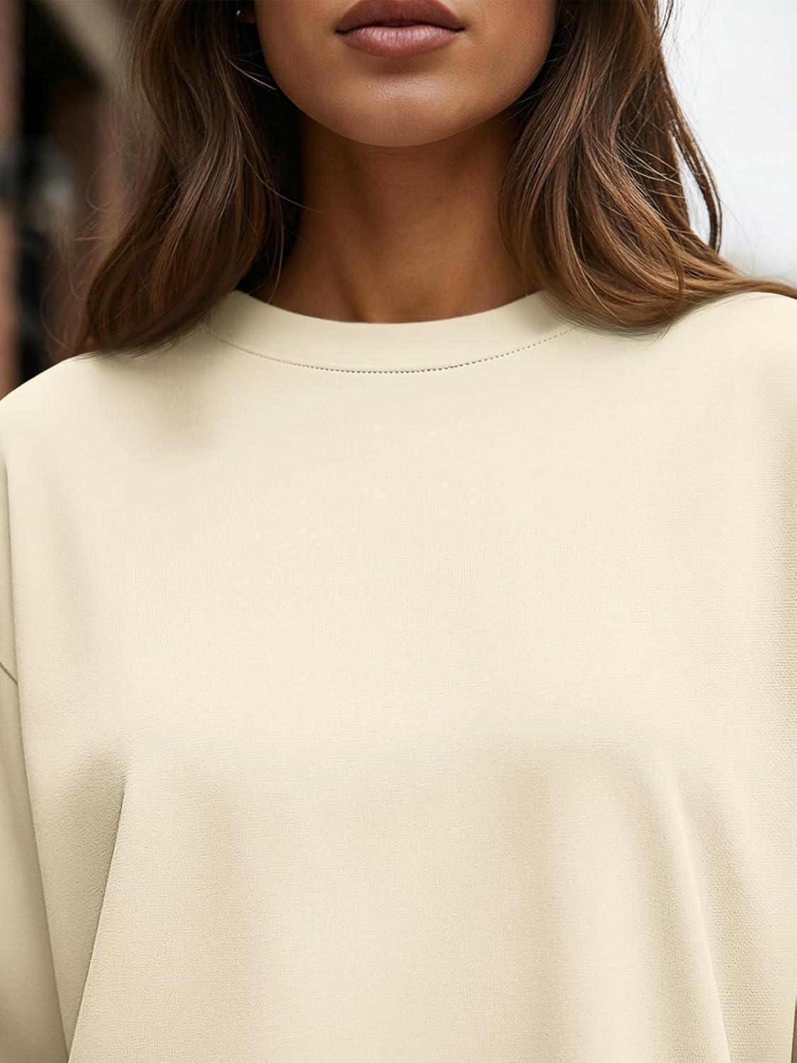 imageTrendy Queen Womens Oversized Long Sleeve T Shirts 2025 Basic Crewneck Tee Fall Tops Casual Workout Y2K ClothesApricot