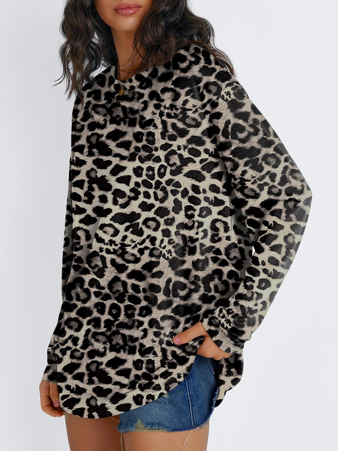 imageTrendy Queen Womens Oversized Long Sleeve T Shirts 2025 Basic Crewneck Tee Fall Tops Casual Workout Y2K ClothesLeopard2
