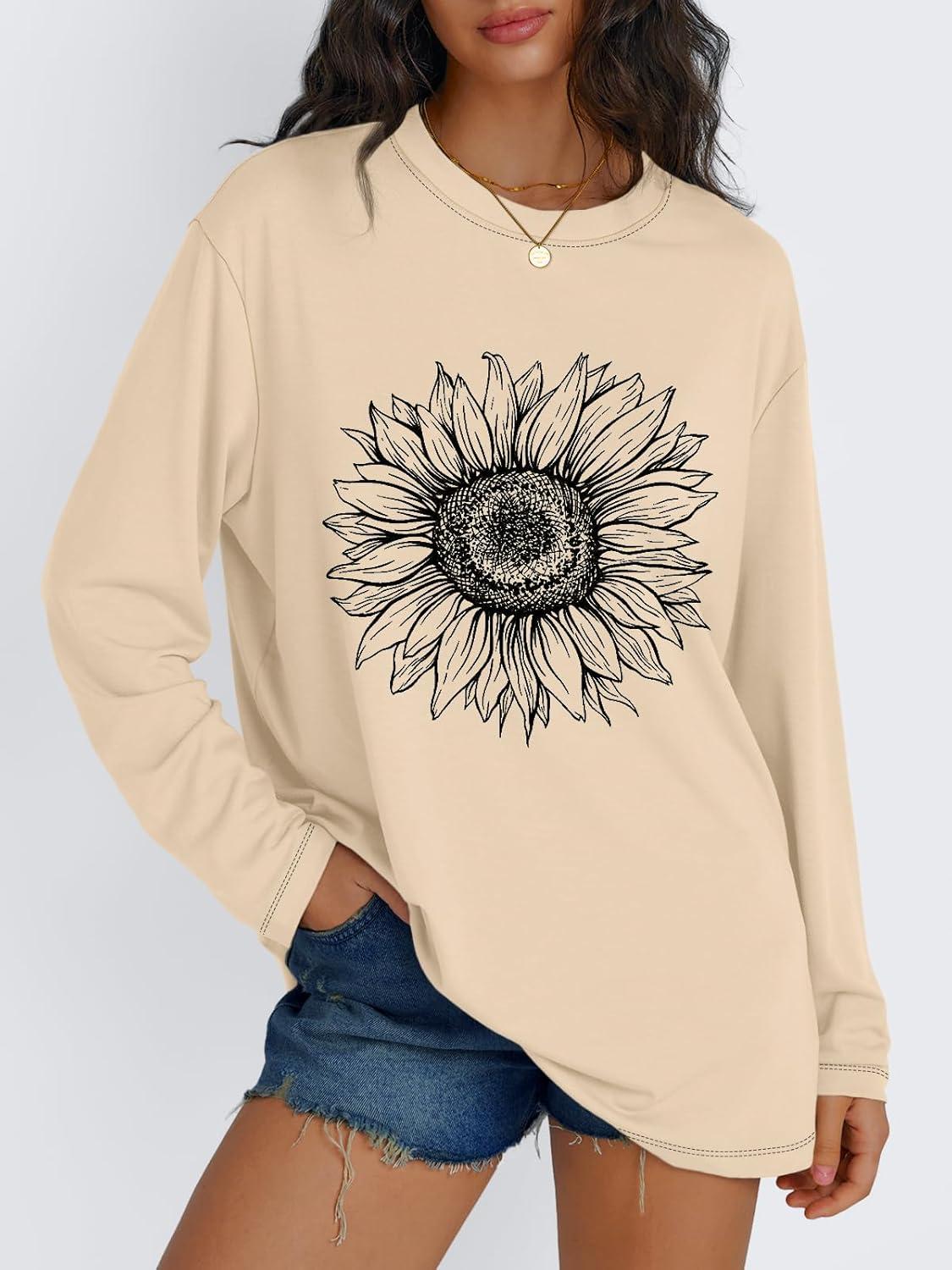 imageTrendy Queen Womens Oversized Long Sleeve T Shirts 2025 Basic Crewneck Tee Fall Tops Casual Workout Y2K ClothesSunflower Apricot