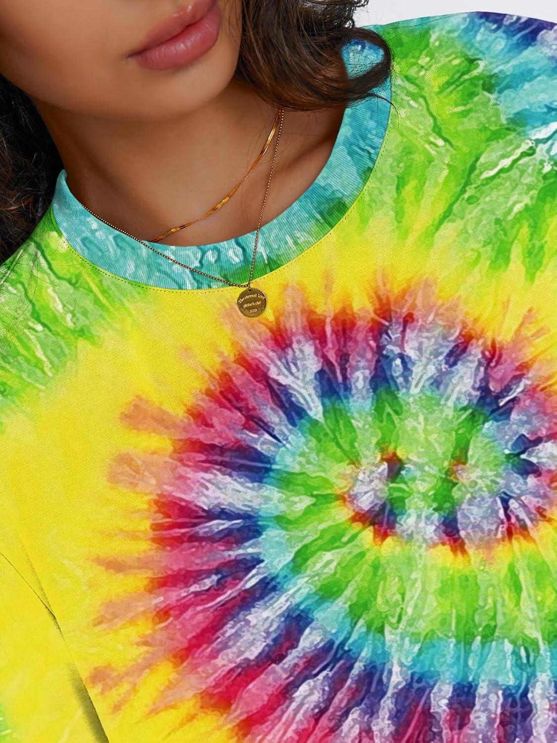 imageTrendy Queen Womens Oversized Long Sleeve T Shirts 2025 Basic Crewneck Tee Fall Tops Casual Workout Y2K ClothesTie Dye Rainbow