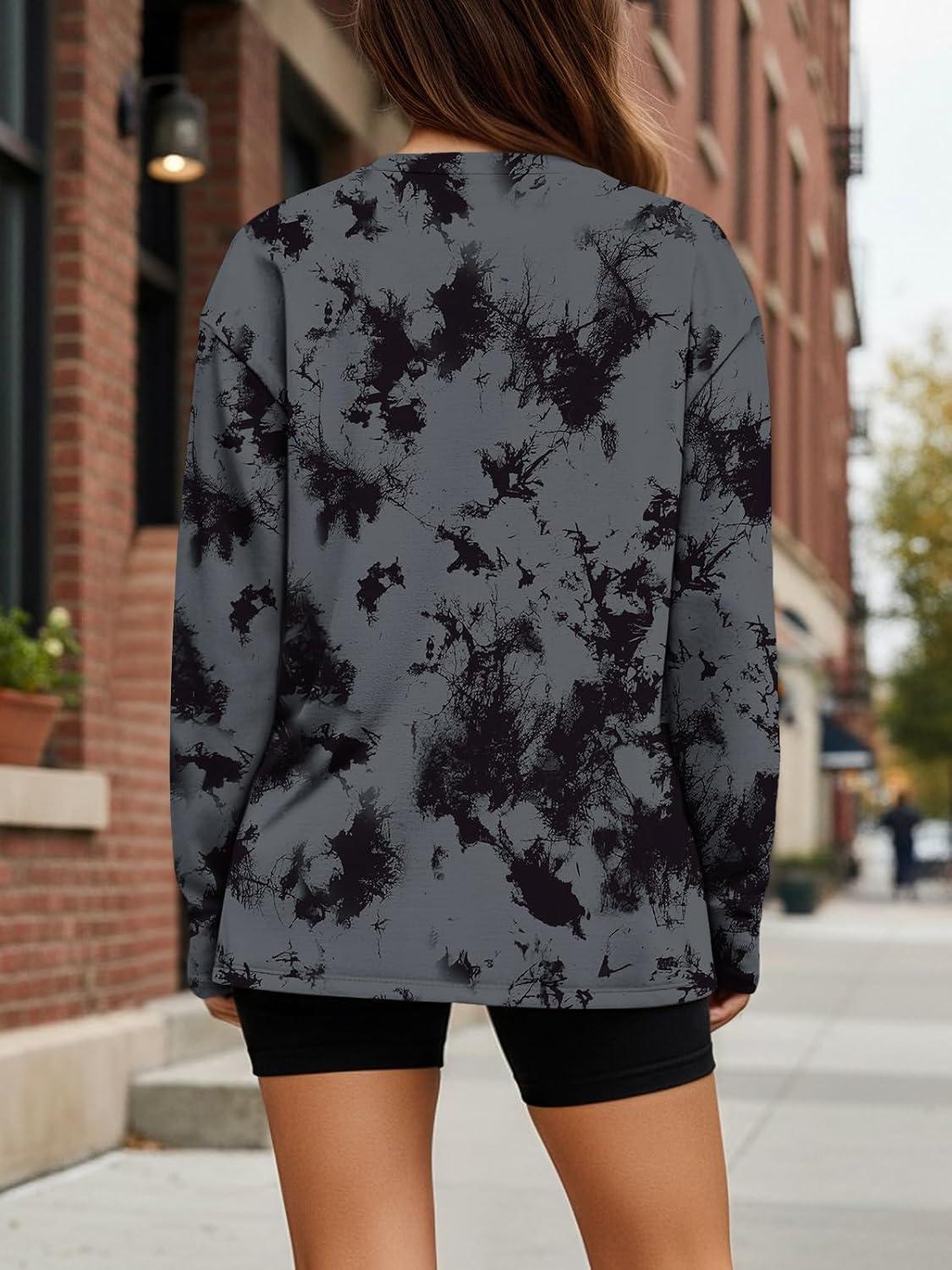 imageTrendy Queen Womens Oversized Long Sleeve T Shirts 2025 Basic Crewneck Tee Fall Tops Casual Workout Y2K ClothesTiedyegrey