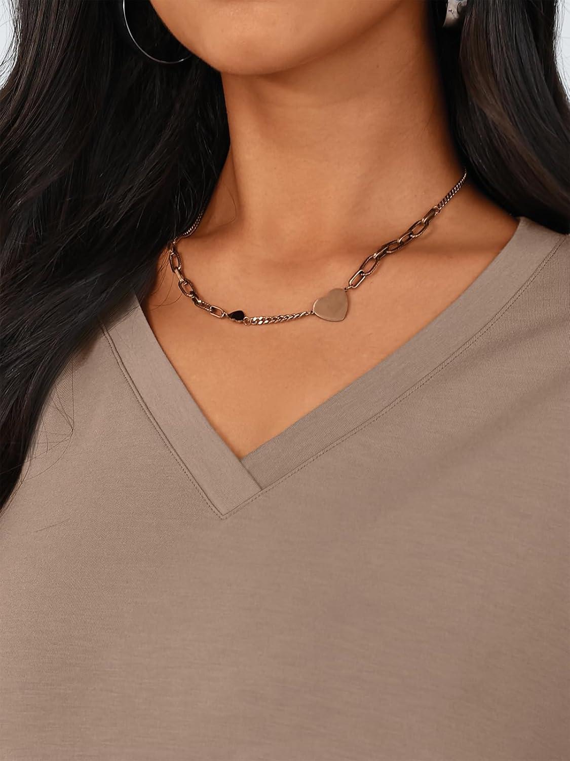 imageTrendy Queen Womens Oversized Long Sleeve T Shirts Side Slit Workout Tops Fall Fashion Plus Size Gym V Neck Basic Y2k TeesKhaki