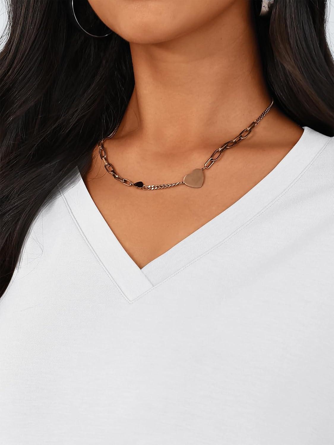 imageTrendy Queen Womens Oversized Long Sleeve T Shirts Side Slit Workout Tops Fall Fashion Plus Size Gym V Neck Basic Y2k TeesWhite