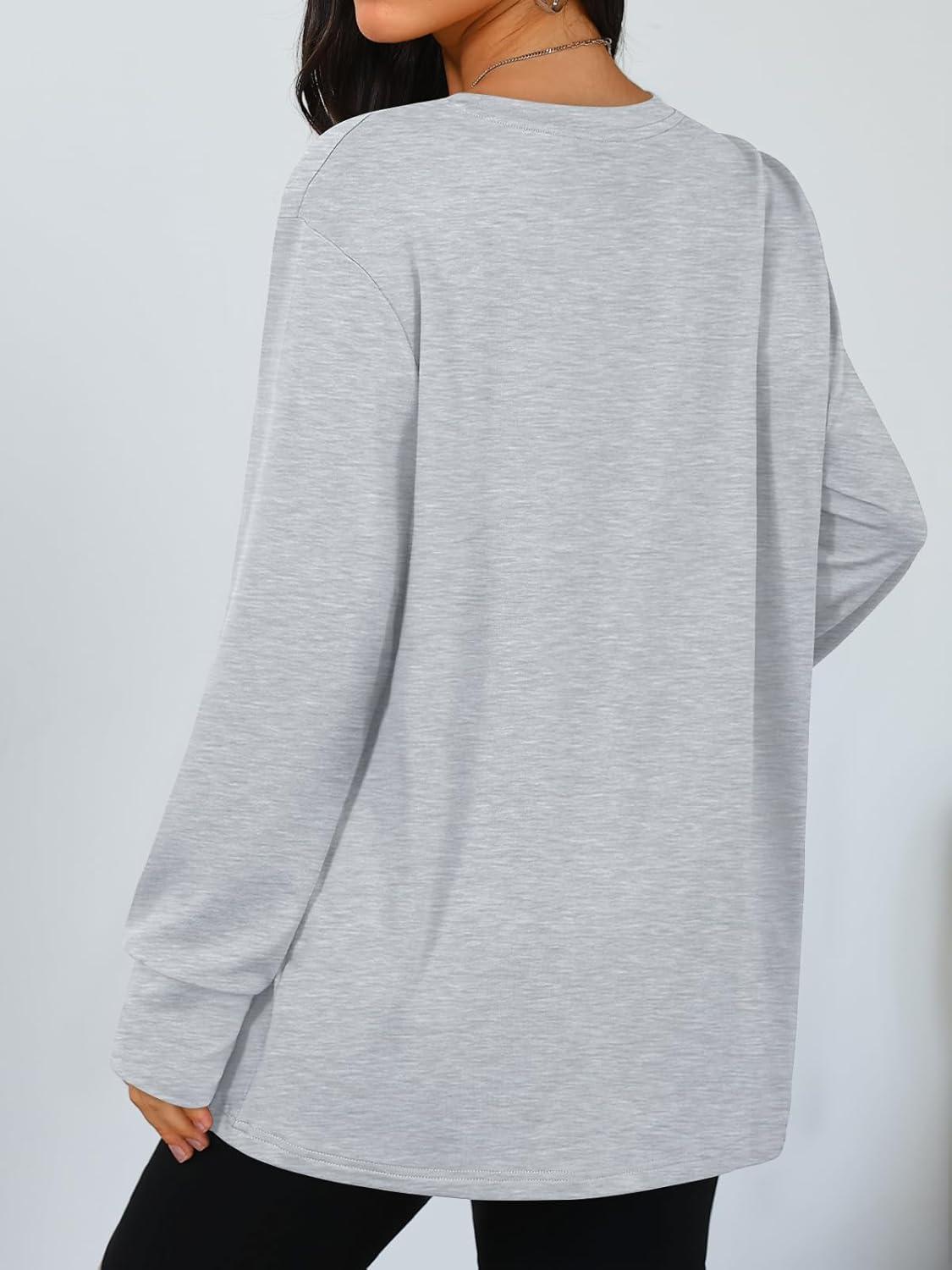 imageTrendy Queen Womens Oversized T Shirts Fall Thumb Hole Long Sleeve Workout Tops Fashion Plus Size Gym Loose Y2k Tunic TeeGrey