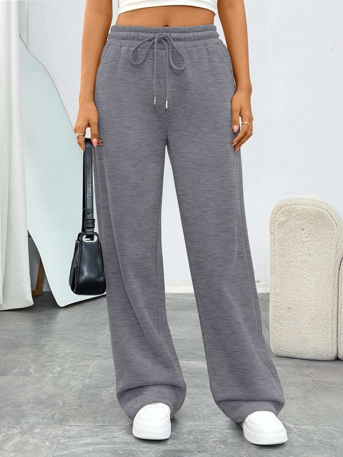imageTrendy Queen Womens Sweatpants Wide Leg Barrel PantsBlackgrey
