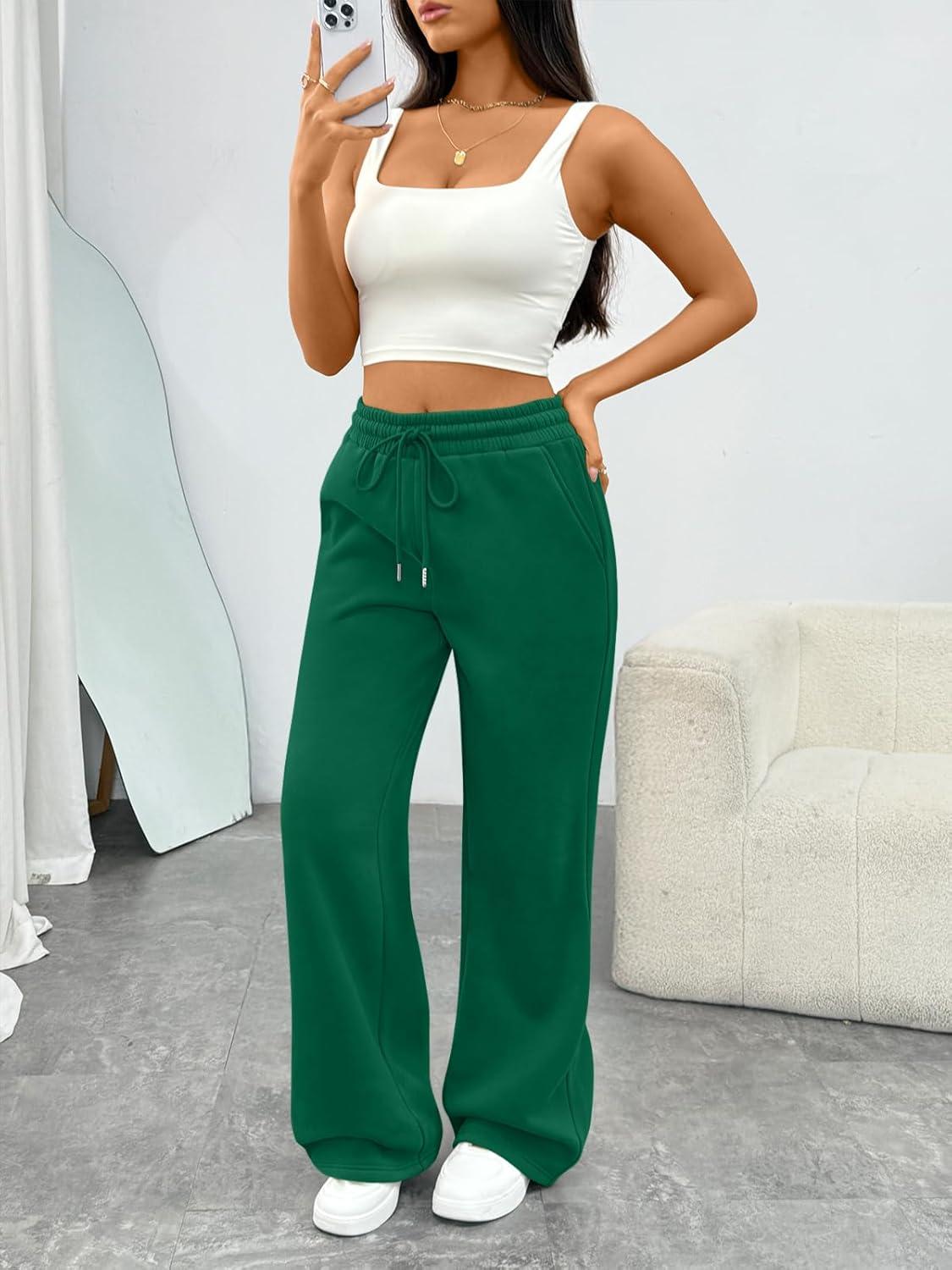 imageTrendy Queen Womens Sweatpants Wide Leg Barrel PantsGreen