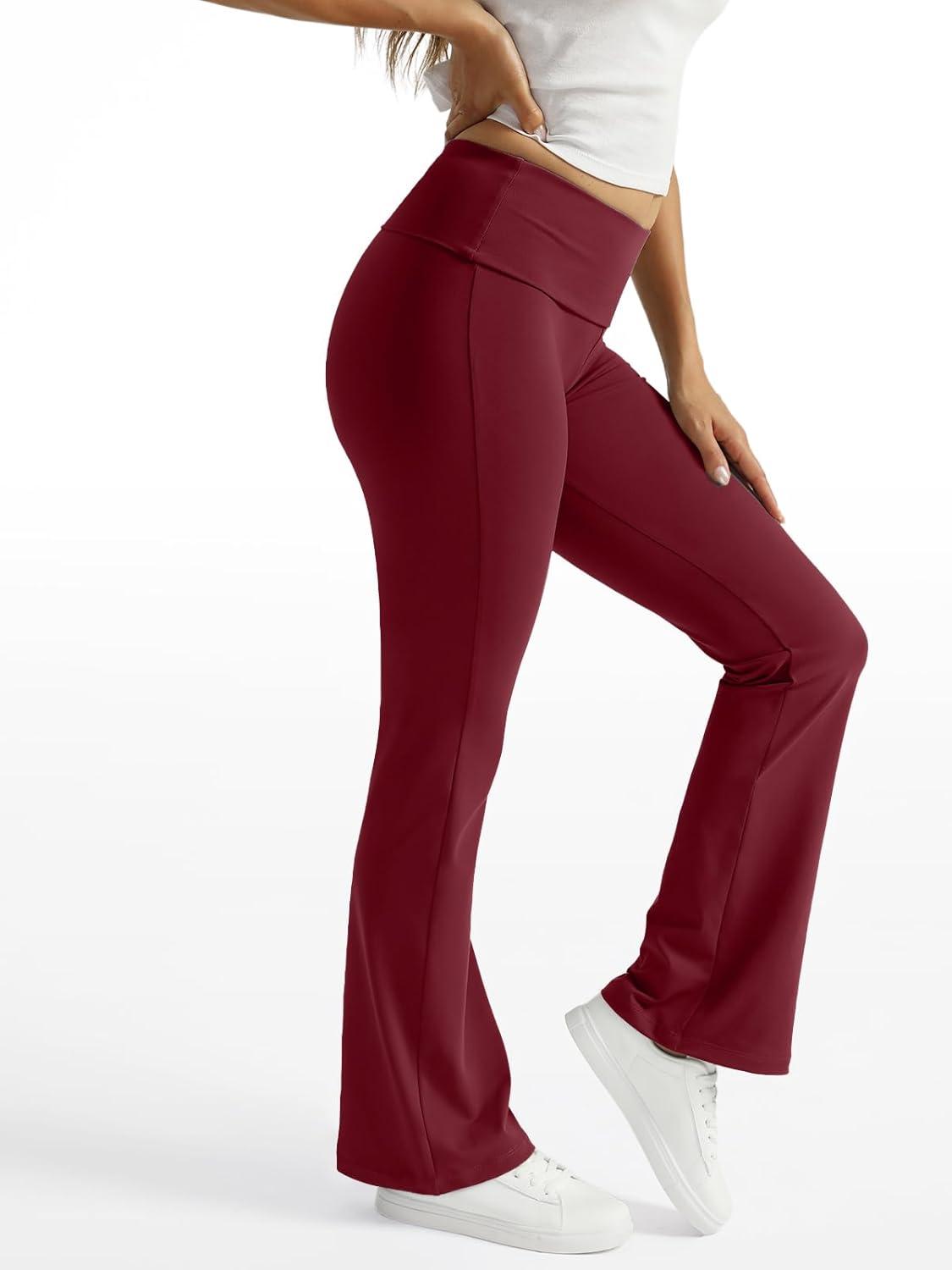 imageTrendy Queen Womens Wide Leg Yoga Pants Bootcut Workout Flare Leggings Trendy High Waisted Fold Over 2025 Fall OutfitsWinered