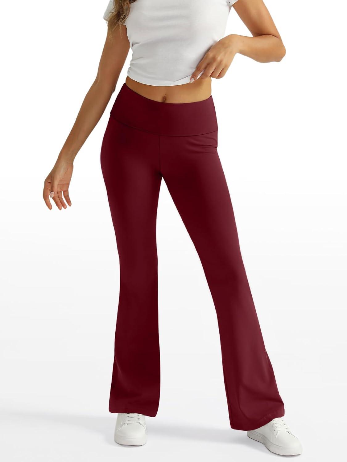 imageTrendy Queen Womens Wide Leg Yoga Pants Bootcut Workout Flare Leggings Trendy High Waisted Fold Over 2025 Fall OutfitsWinered