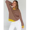 imageTrendy Queen Oversized Sweatshirt for Women 2025 Fall Crewneck Striped Long Sleeve Shirts Hoodies Cute Top Y2K OutfitsBrownkhaki