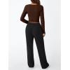 imageTrendy Queen Womens 2 Piece Matching Lounge Set Long Sleeve Slightly Crop Top Wide Leg Pants Casual SweatsuitCoffee Black