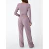 imageTrendy Queen Womens 2 Piece Matching Lounge Set Long Sleeve Slightly Crop Top Wide Leg Pants Casual SweatsuitLilac