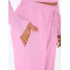 imageTrendy Queen Womens 2 Piece Matching Lounge Set Long Sleeve Slightly Crop Top Wide Leg Pants Casual SweatsuitPink