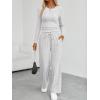 imageTrendy Queen Womens 2 Piece Matching Lounge Sets Fall Fashion Outfits 2025 Long Sleeve Top Wide Leg Pants Casual SweatsuitsGray