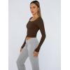 imageTrendy Queen Womens Long Sleeve Shirts Crop Tops Fall Fashion 2025 Square Neck Going Out Basics Tees Y2k ClothesChocolate