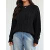 imageTrendy Queen Womens Oversized Cable Knit Crewneck Fall Pullover SweatersBlack