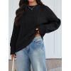 imageTrendy Queen Womens Oversized Cable Knit Crewneck Fall Pullover SweatersBlack