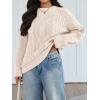 imageTrendy Queen Womens Oversized Cable Knit Crewneck Fall Pullover SweatersCream