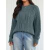 imageTrendy Queen Womens Oversized Cable Knit Crewneck Fall Pullover SweatersDark Sage