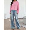 imageTrendy Queen Womens Oversized Cable Knit Crewneck Fall Pullover SweatersPink