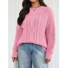 imageTrendy Queen Womens Oversized Cable Knit Crewneck Fall Pullover SweatersPink