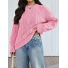 imageTrendy Queen Womens Oversized Cable Knit Crewneck Fall Pullover SweatersPink