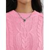 imageTrendy Queen Womens Oversized Cable Knit Crewneck Fall Pullover SweatersPink