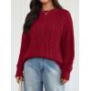imageTrendy Queen Womens Oversized Cable Knit Crewneck Fall Pullover SweatersRed