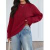 imageTrendy Queen Womens Oversized Cable Knit Crewneck Fall Pullover SweatersRed