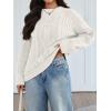 imageTrendy Queen Womens Oversized Cable Knit Crewneck Fall Pullover SweatersWhite