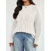 imageTrendy Queen Womens Oversized Cable Knit Crewneck Fall Pullover SweatersWhite