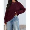 imageTrendy Queen Womens Oversized Cable Knit Crewneck Fall Pullover SweatersWine