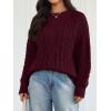 imageTrendy Queen Womens Oversized Cable Knit Crewneck Fall Pullover SweatersWine
