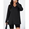 imageTrendy Queen Womens Oversized Long Sleeve T Shirts Side Slit Workout Tops Fall Fashion Plus Size Gym V Neck Basic Y2k TeesBlack