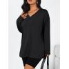imageTrendy Queen Womens Oversized Long Sleeve T Shirts Side Slit Workout Tops Fall Fashion Plus Size Gym V Neck Basic Y2k TeesBlack