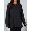 imageTrendy Queen Womens Oversized T Shirts Fall Thumb Hole Long Sleeve Workout Tops Fashion Plus Size Gym Loose Y2k Tunic TeeBlack