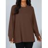 imageTrendy Queen Womens Oversized T Shirts Fall Thumb Hole Long Sleeve Workout Tops Fashion Plus Size Gym Loose Y2k Tunic TeeChocolate Brown
