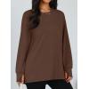 imageTrendy Queen Womens Oversized T Shirts Fall Thumb Hole Long Sleeve Workout Tops Fashion Plus Size Gym Loose Y2k Tunic TeeChocolate Brown