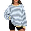 imageTrendy Queen Oversized Sweatshirt for Women 2025 Fall Crewneck Striped Long Sleeve Shirts Hoodies Cute Top Y2K OutfitsBluewhite